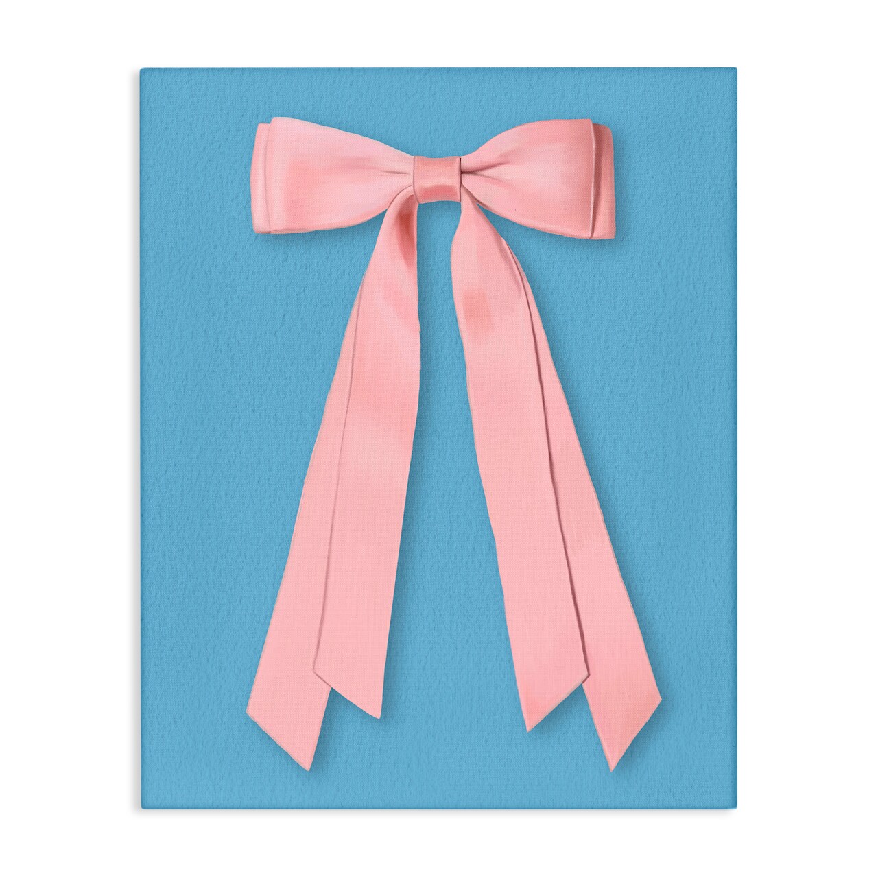 Stupell Industries Pink Satin Bow on Blue Canvas, design by Jilly Jack Designs